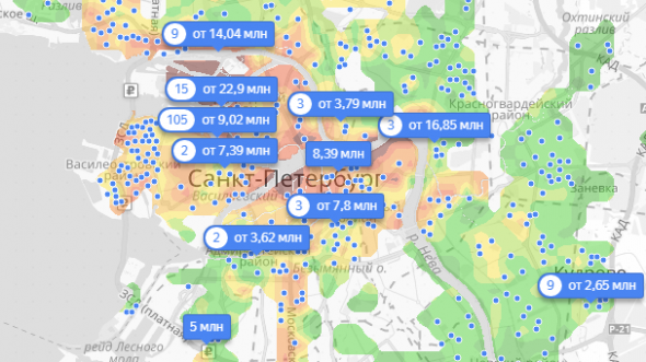 Карта стоимости жилья в санкт петербурге