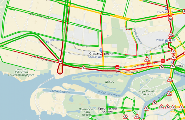 Пробка на дорогах спб в реальном времени. Ушаковская развязка на карте Санкт-Петербурга. Пробки на Приморском пр СПБ В данный момен. Сила движения Приморский проспект 52. Окей возле кольца на Приморском проспекте.