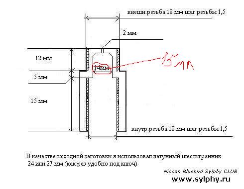 Чертеж обманки лямбда зонда ваз