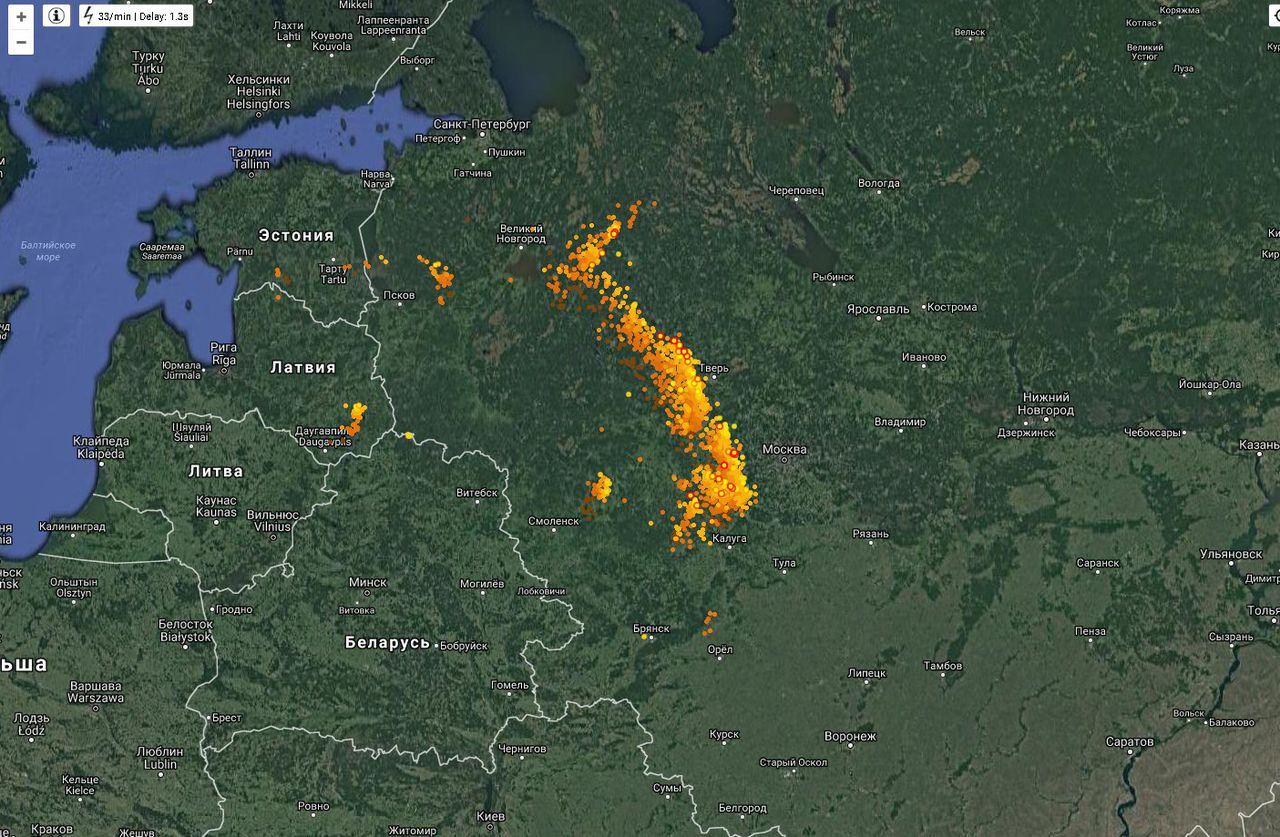 Карта молний онлайн в реальном времени беларусь