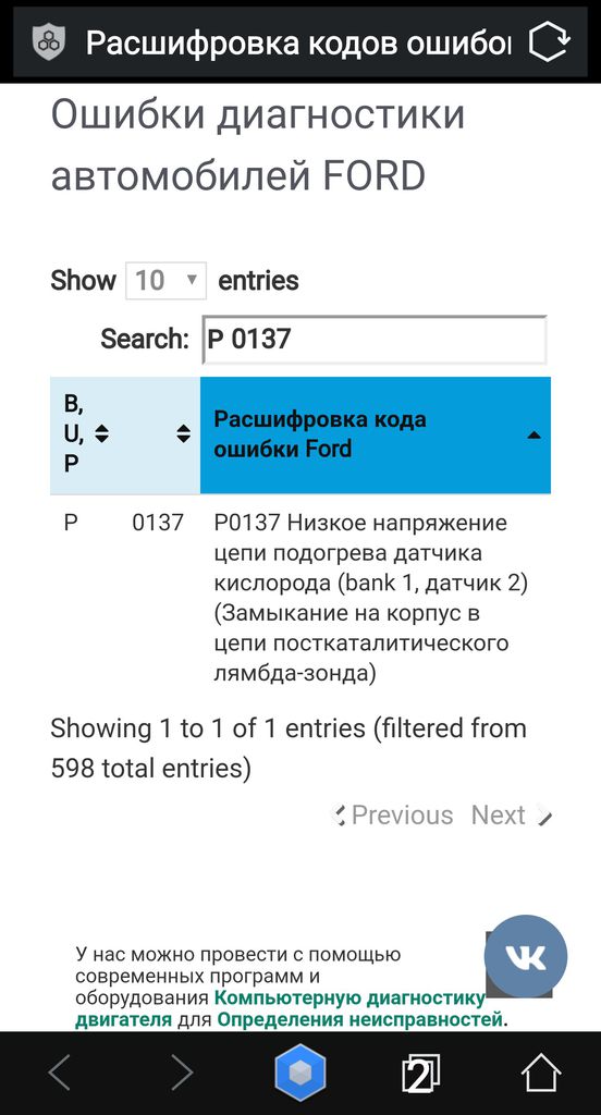 Р0136 ошибка форд